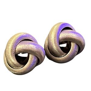 Vintage Monet Silver Plated Infinity Knit Swirl Clip On Earrings